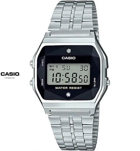 [Đồng hồ Unisex CASIO] A159 silver diamond